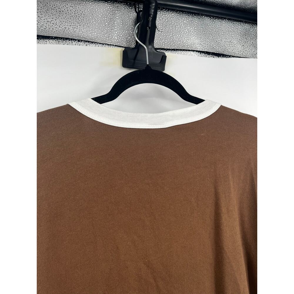 Ragabond Lost & Found Free People Ringer Tee Brown Maroon 17 Organic Cotton NEW - Picture 5 of 10